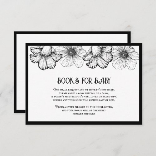 Goth Books for Baby Shower Skull  Flowers Enclosure Card