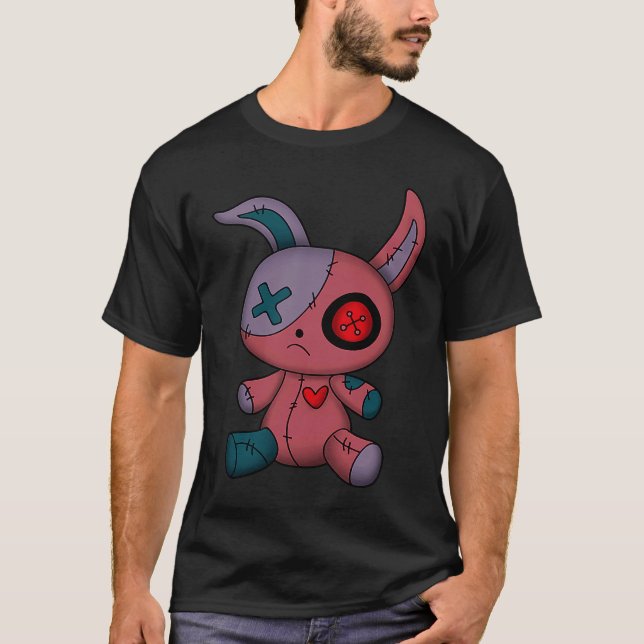 Goth Bunny Cute Gothic Teen Creepy Voodoo doll Gir T-Shirt (Front)