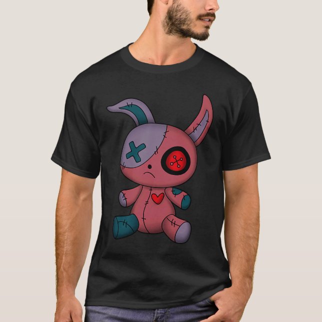 Goth Bunny Cute Gothic Teen Creepy Voodoo doll Gir T-Shirt (Front)