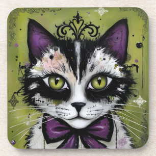 Goth Cat Beverage Coaster