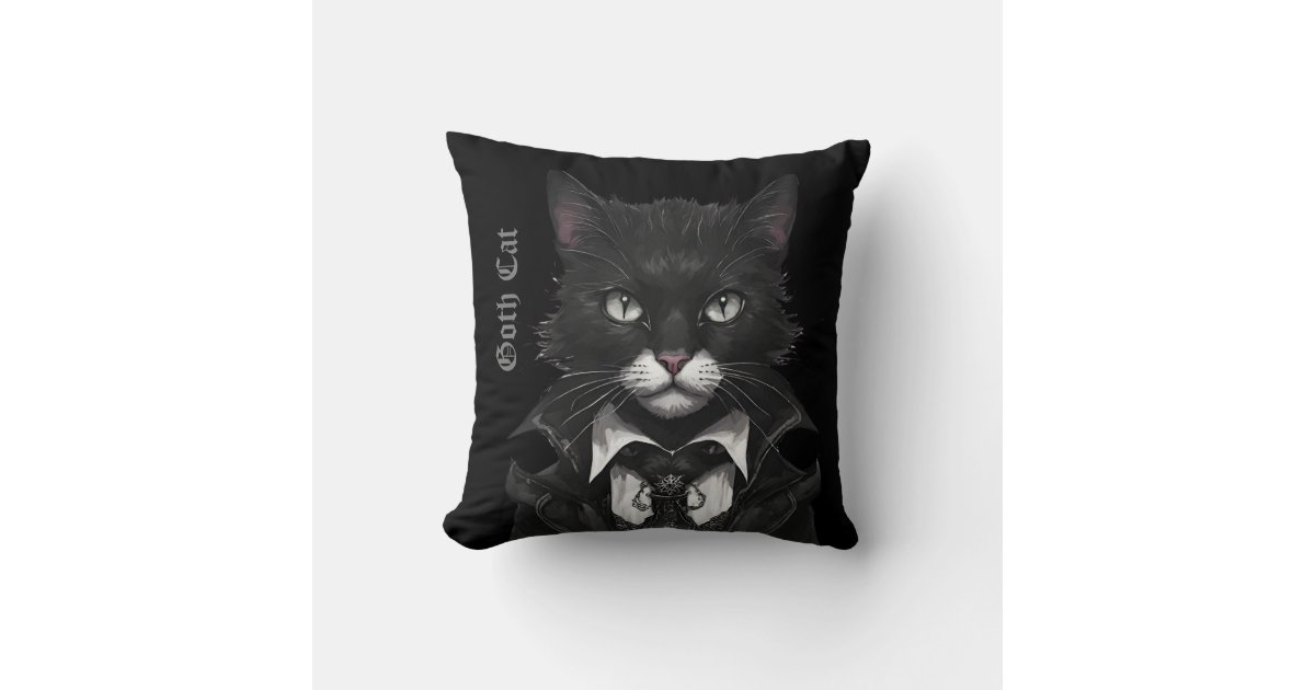 Goth Cat cushion gothic black whimsygoth | Zazzle