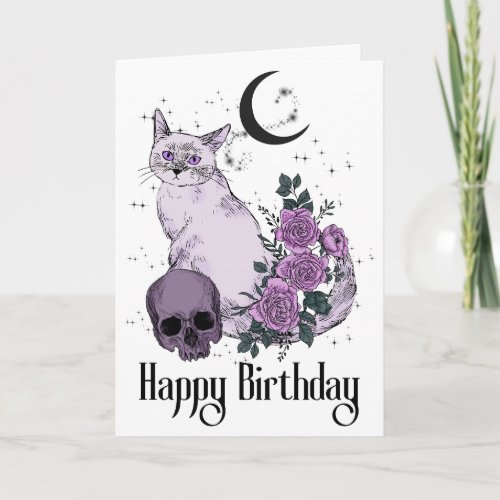 Goth Cat Gothic Birthday Wishes Card