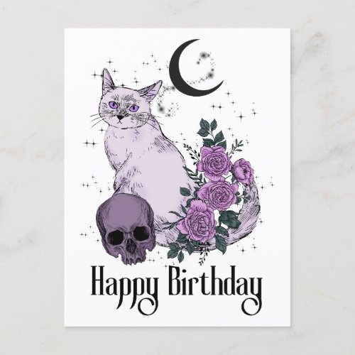 Goth Cat Gothic Birthday Wishes Postcard