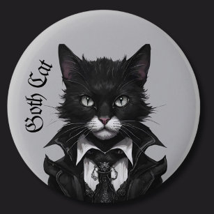 Goth cat Gothic grunge Witchy Button