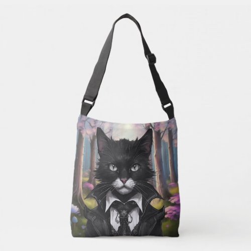 Goth cat pastel woodland gothic fairy tale crossbody bag