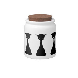 Goth Cat Silhouette Candy Jar