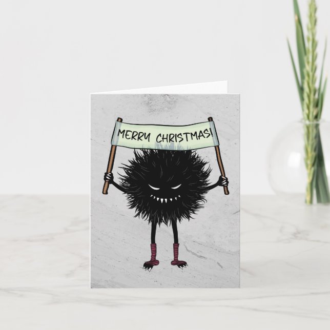 Goth Christmas Character Evil Bug Letterpress Thank You Card (Front)