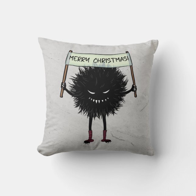 Goth Christmas Character Evil Bug Throw Pillow (Front)