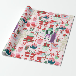 goth christmas horror Bride Frankenstein Mummy Wrapping Paper