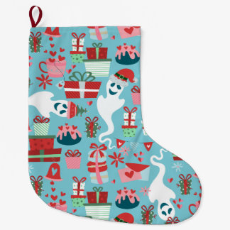 goth christmas horror santa ghosts blue large christmas stocking