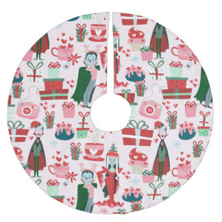 goth christmas horror santa vampire couple brushed polyester tree skirt