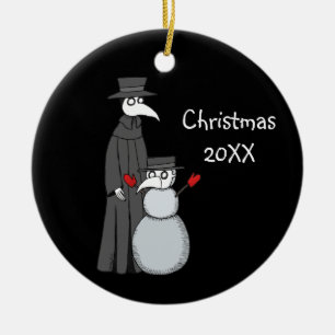 Goth Christmas ornament Plague Doctor Snowman