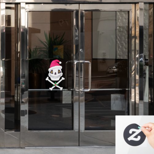 Goth Christmas Santa Skull and Crossbones Window Cling