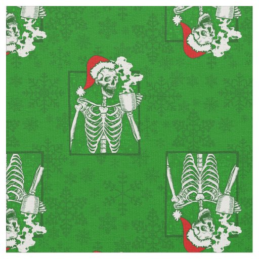 goth christmas skull coffee skeleton fabric