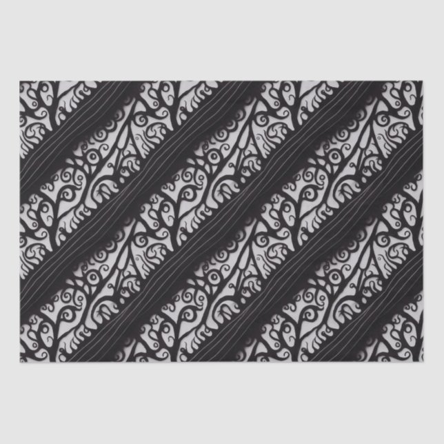 Goth Christmas Tissue Paper - Black and White (Front)
