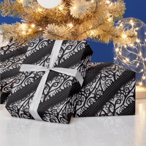 Goth Christmas Wrapping Paper _ Black and White