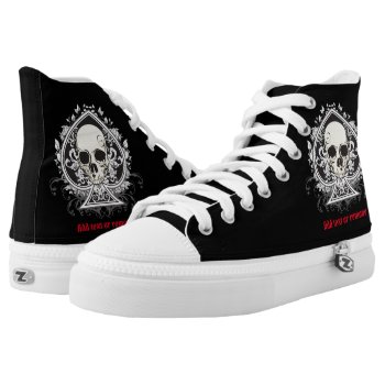 Goth Cool Skull And Playing Cards Ace Of Spades  High-top Sneakers by Darkz_Giftz at Zazzle