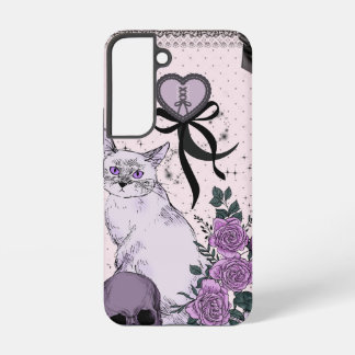 Goth Coquette Cat Phone Case – Pink & Black 