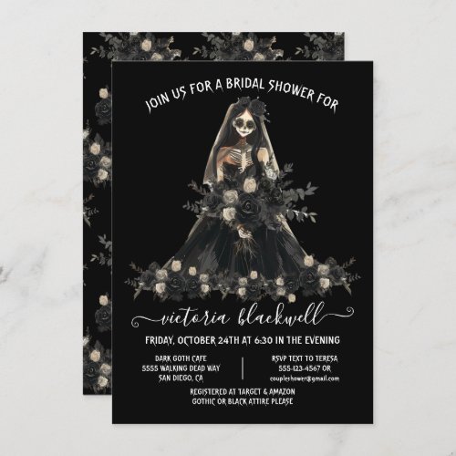 Goth Corpse Bride Bridal Shower Invitation