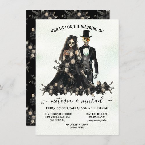 Goth Corpse Bride  Groom Wedding Invitation