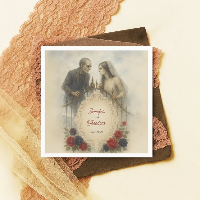 Goth Couple Zombie Halloween Wedding Napkins (Creator Uploaded)