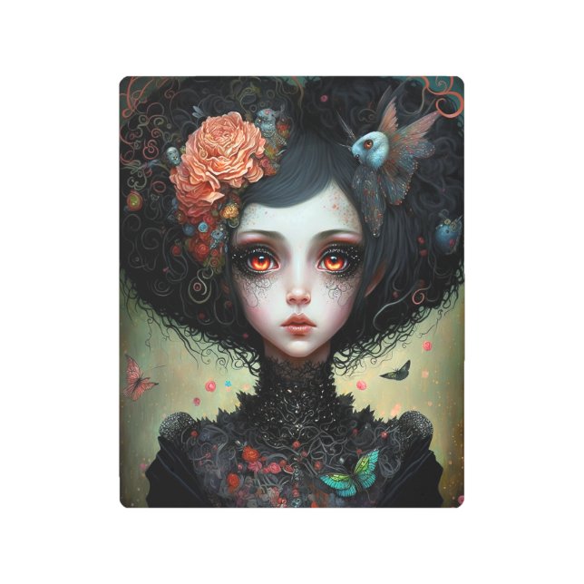 Goth Creepy Cute Girl Gothic Metal Print (Front)