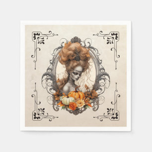 Goth Creepy Lady Pumpkins Napkins