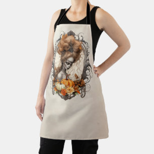 Goth Creepy Lady Pumpkins Thankful Apron