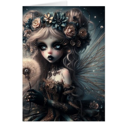 Goth Dandelion Fairy All Occasions Blank Inside 