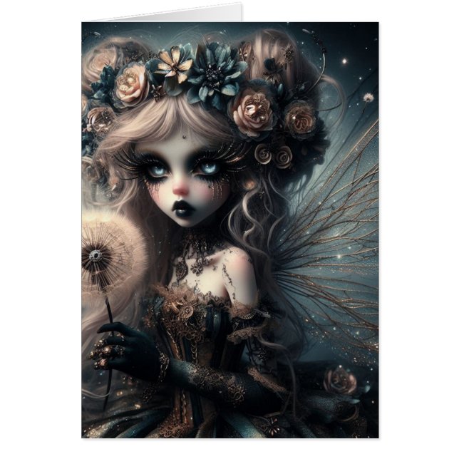 Goth Dandelion Fairy All Occasions Blank Inside  Cards (Front)
