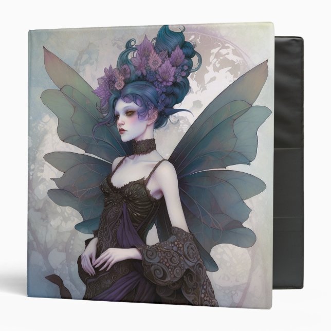 Goth Dark Fairy Girl Fantasy Art 3 Ring Binder (Front/Inside)