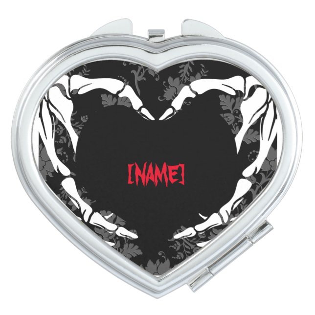 Goth dark heart customisable  compact mirror (Front)