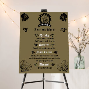 Goth Dark Romance Wedding Menu Foam Board