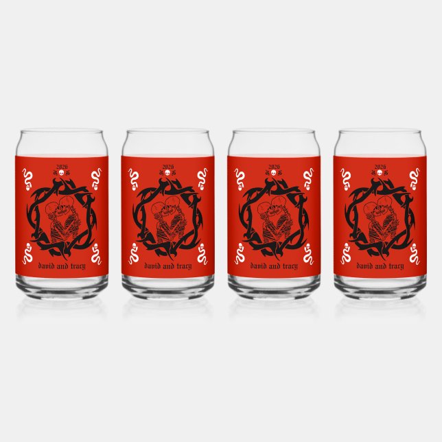 Goth Dark Romantic Lovers Gift Can Glass (Front)