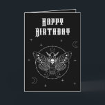 Goth Deaths Head Hawk Moth Birthday Card<br><div class="desc">Black and white Goth themed birthday card with a Deaths Head Hawk Moth and celestial moons and stars. All text on the front and inside is fully editable to add your own names and messages</div>