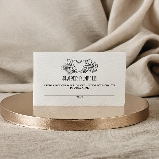 Goth Diaper Raffle Baby Shower Skull & Flowers Enclosure Card (Creator Uploaded)