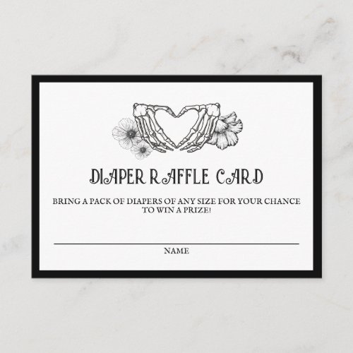 Goth Diaper Raffle Baby Shower Skull  Flowers Enclosure Card