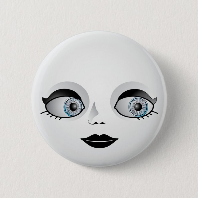 Goth Doll Face Pinback Button (Front)
