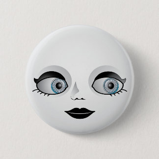 Goth Doll Face Pinback Button