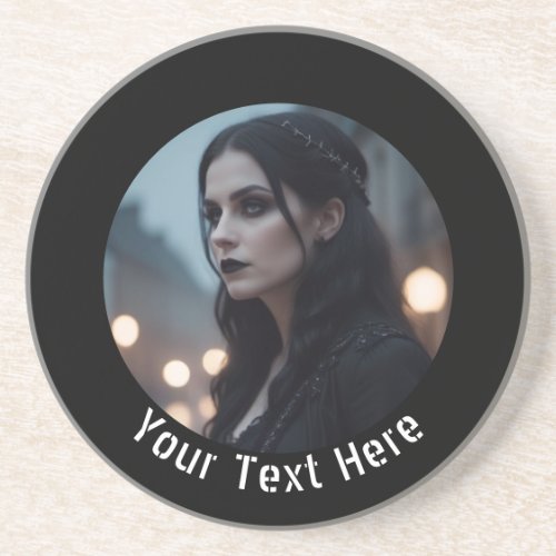 Goth Emo Moody Dark Gothic Black Custom Photo Text Coaster
