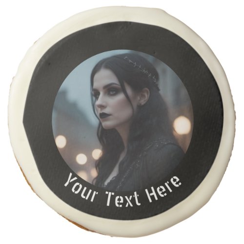 Goth Emo Moody Dark Gothic Black Custom Photo Text Sugar Cookie