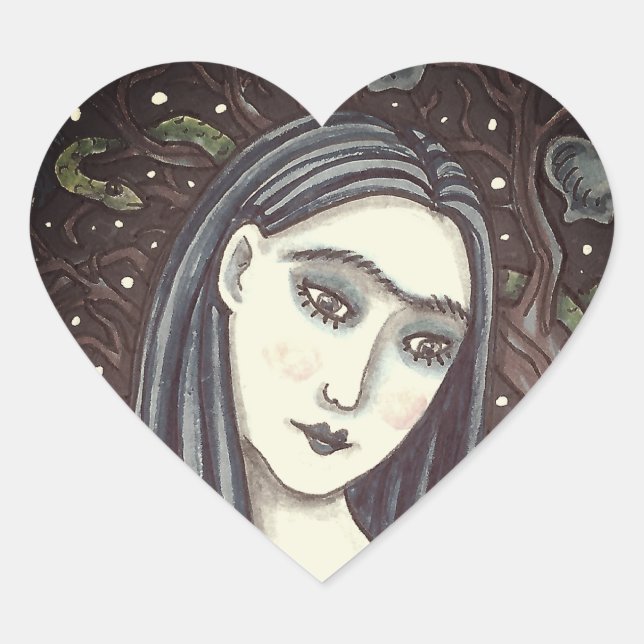 GOTH EVE, DARK GARDEN OF EDEN, WOMAN, SERPENT HEART STICKER (Front)