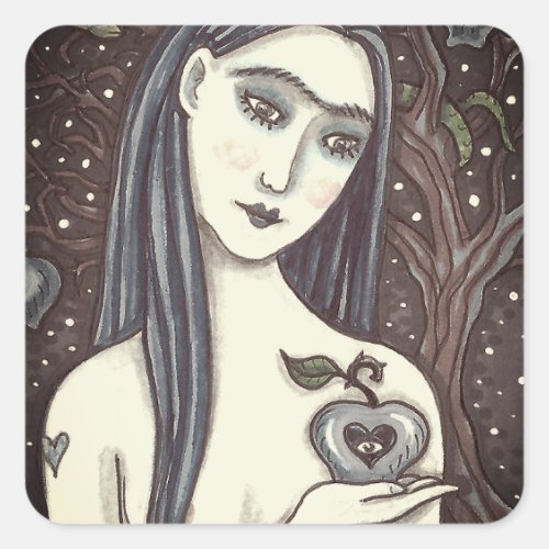 GOTH EVE, DARK GARDEN OF EDEN, WOMAN, SERPENT SQUARE STICKER