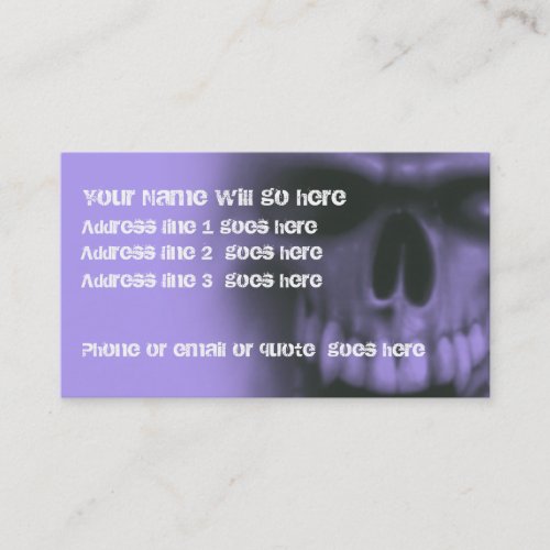 Goth Evil Skull on purple Business Card 2