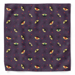 Goth Eyes Witchy Purple Pattern Occult Bandana