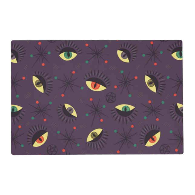 Goth Eyes Witchy Purple Pattern Occult Placemat (Front)