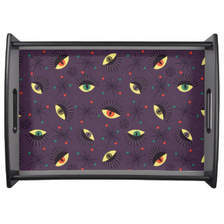 Goth Eyes Witchy Purple Pattern Occult Serving Tray