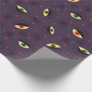Goth Eyes Witchy Purple Pattern Occult Wrapping Paper