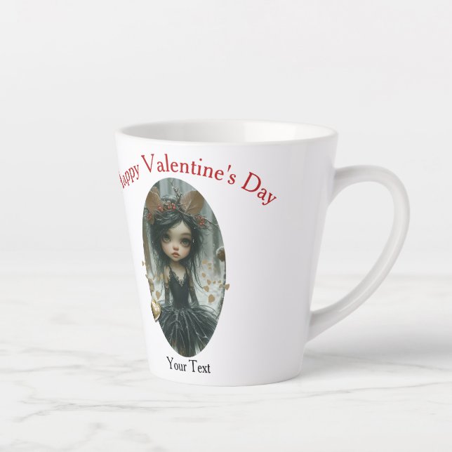 Goth Fairy Mug with Gold Heart Locket Cup (Right)