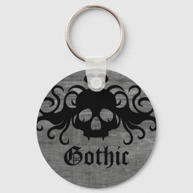 Goth fanged skull Halloween Keychain (Front)